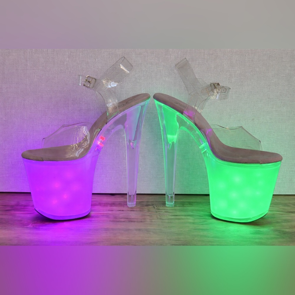 Pleaser Illuminator LED Platform Heels | Clear Light-Up Club Shoes